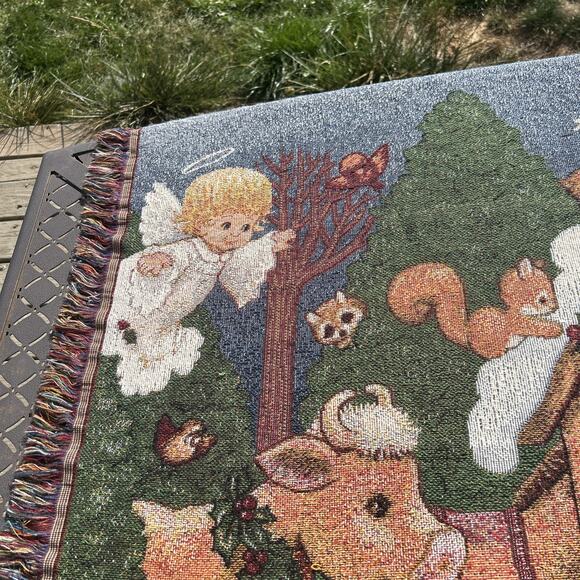 Vtg Christmas Nativity Throw Blanket Child Holy Family 54”x 47 1999 Morehead - Picture 5 of 8